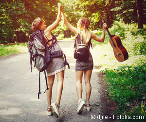 Two friends on a hike in the nature