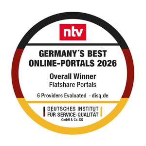 Award by ntv: Germany's Best Online Portals 2026 – WG-GESUCHT.DE awarded as the best flatshare platform.